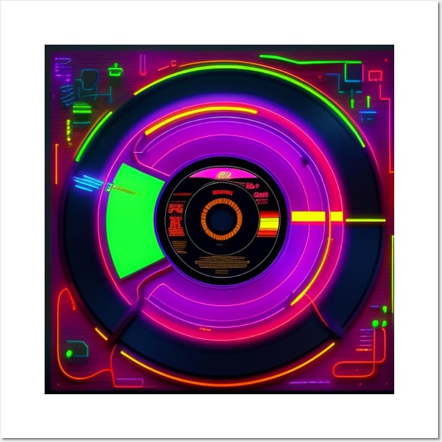 Technics Glow Party DJ Turntable Wall Art by musicgeniusart